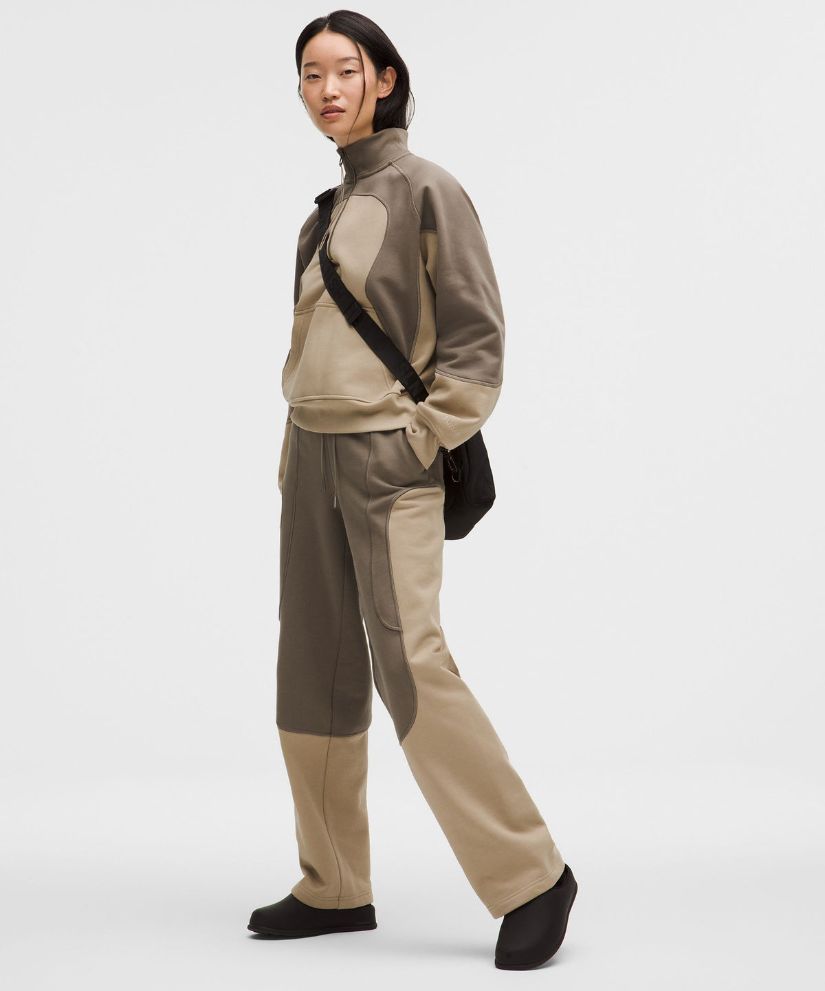 Cotton Fleece Mid-Rise Straight-Leg PantSLNSH Collection