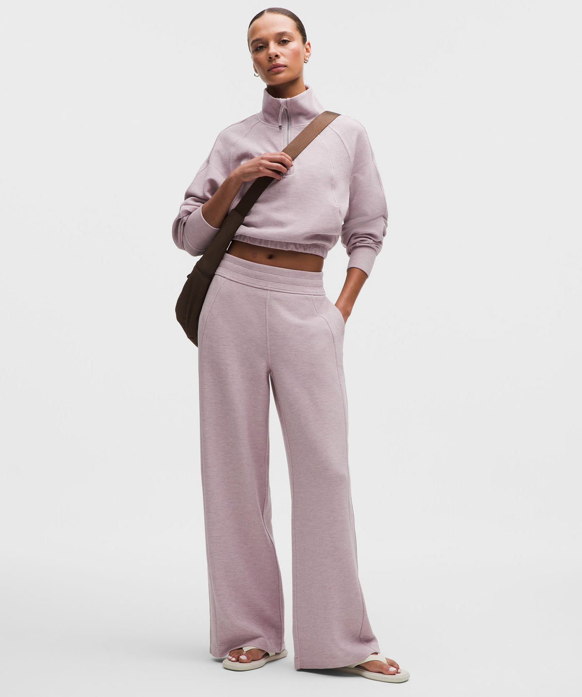 Scuba Mid-Rise Wide-Leg PantWaffle