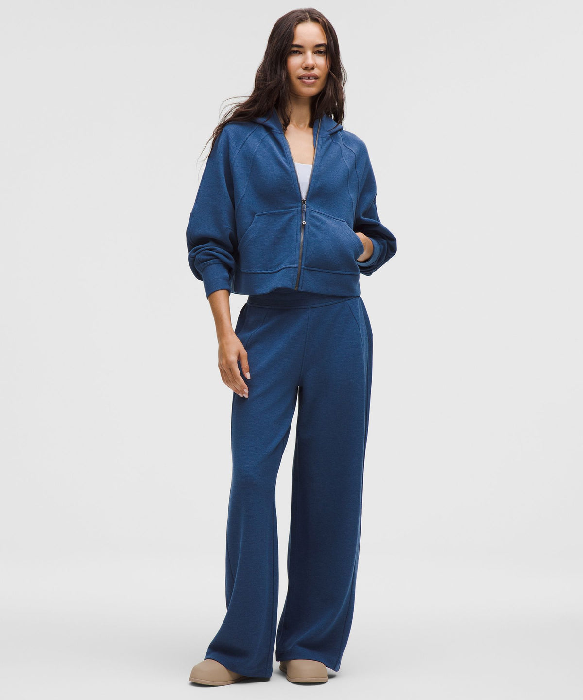 Scuba Mid-Rise Wide-Leg PantWaffle