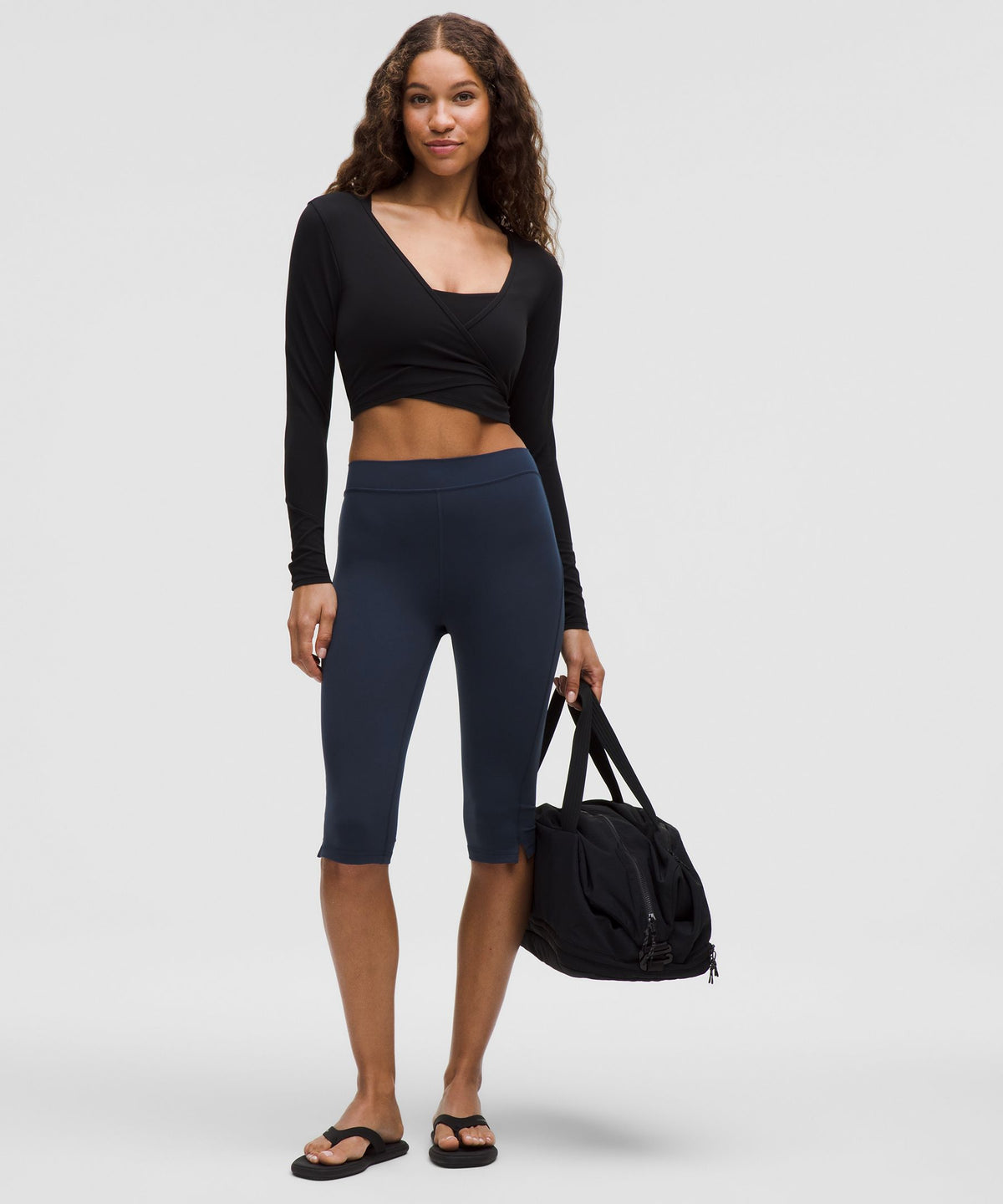 Groove High-Rise Notched-Hem Crop 15"