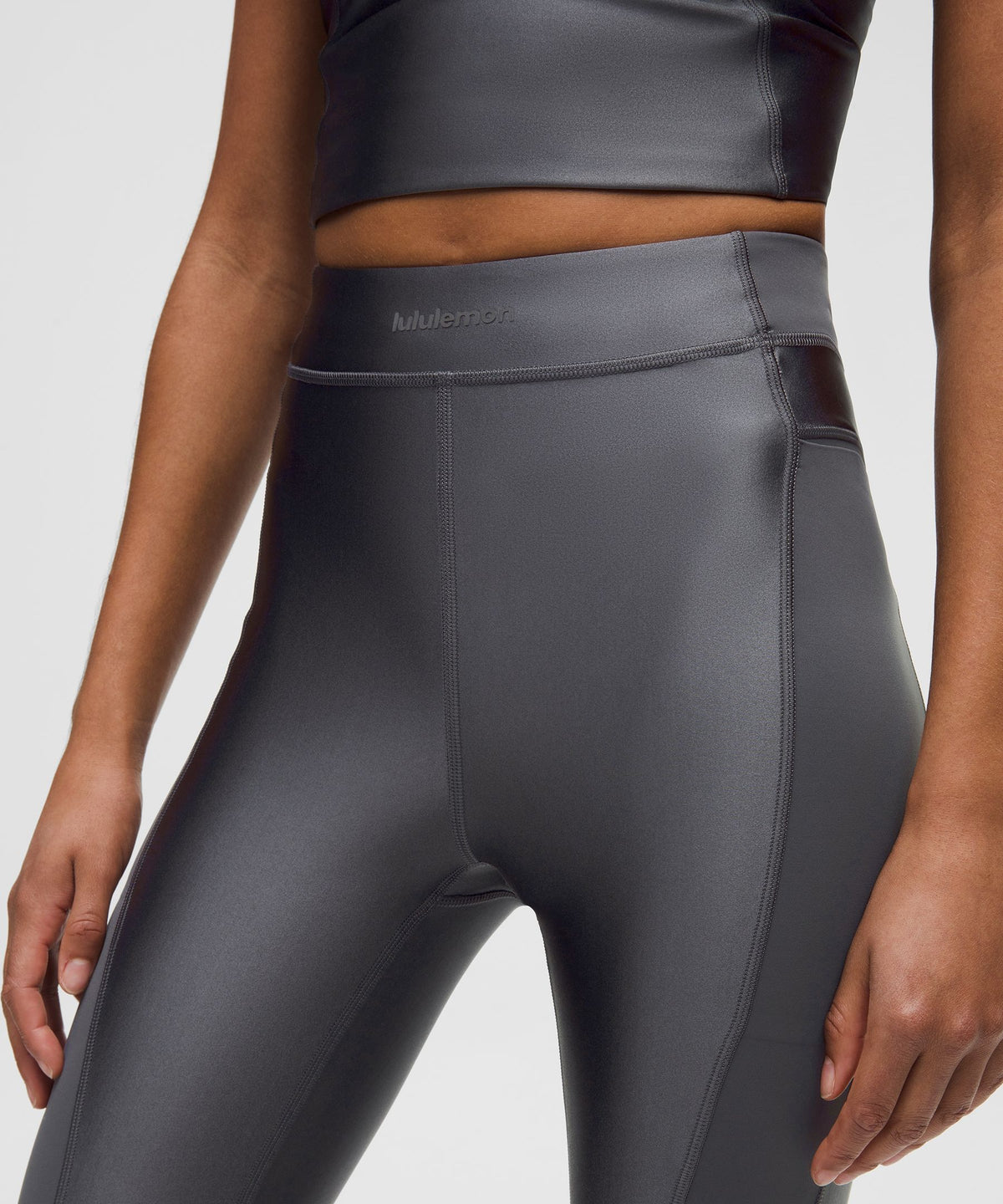 Satin Shine Panelled High-Rise Tight 25"Wordmark