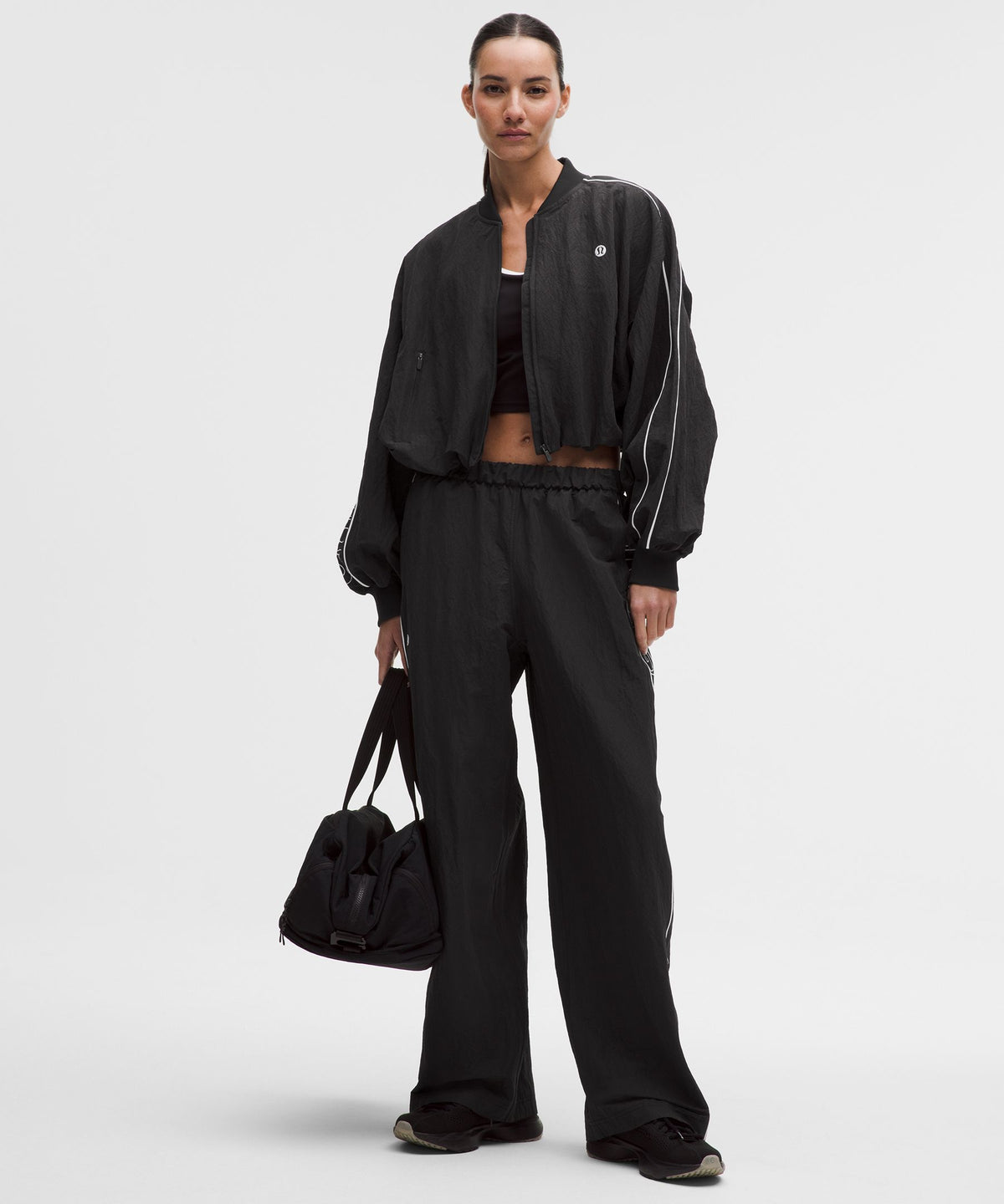 Crinkle Nylon Mid-Rise Track PantWordmark
