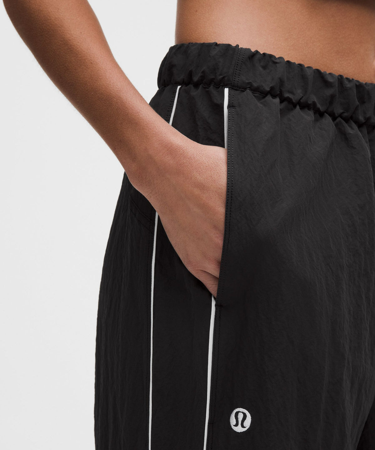 Crinkle Nylon Mid-Rise Track PantWordmark