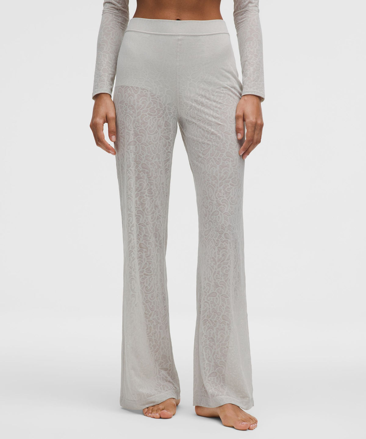 Paisley Lace Jacquard High-Rise Flared Pant