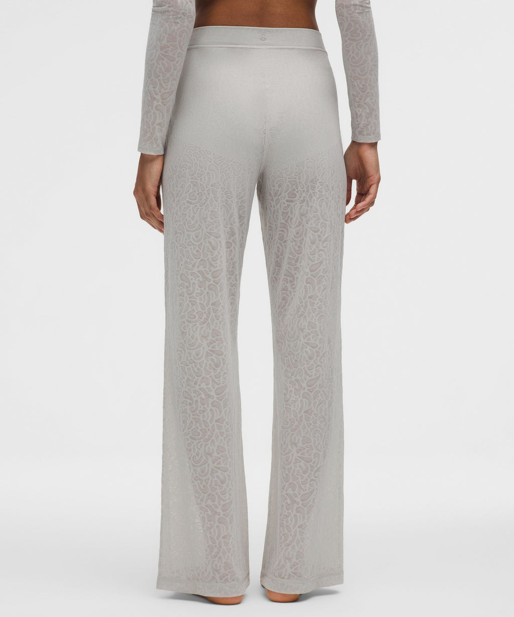 Paisley Lace Jacquard High-Rise Flared Pant