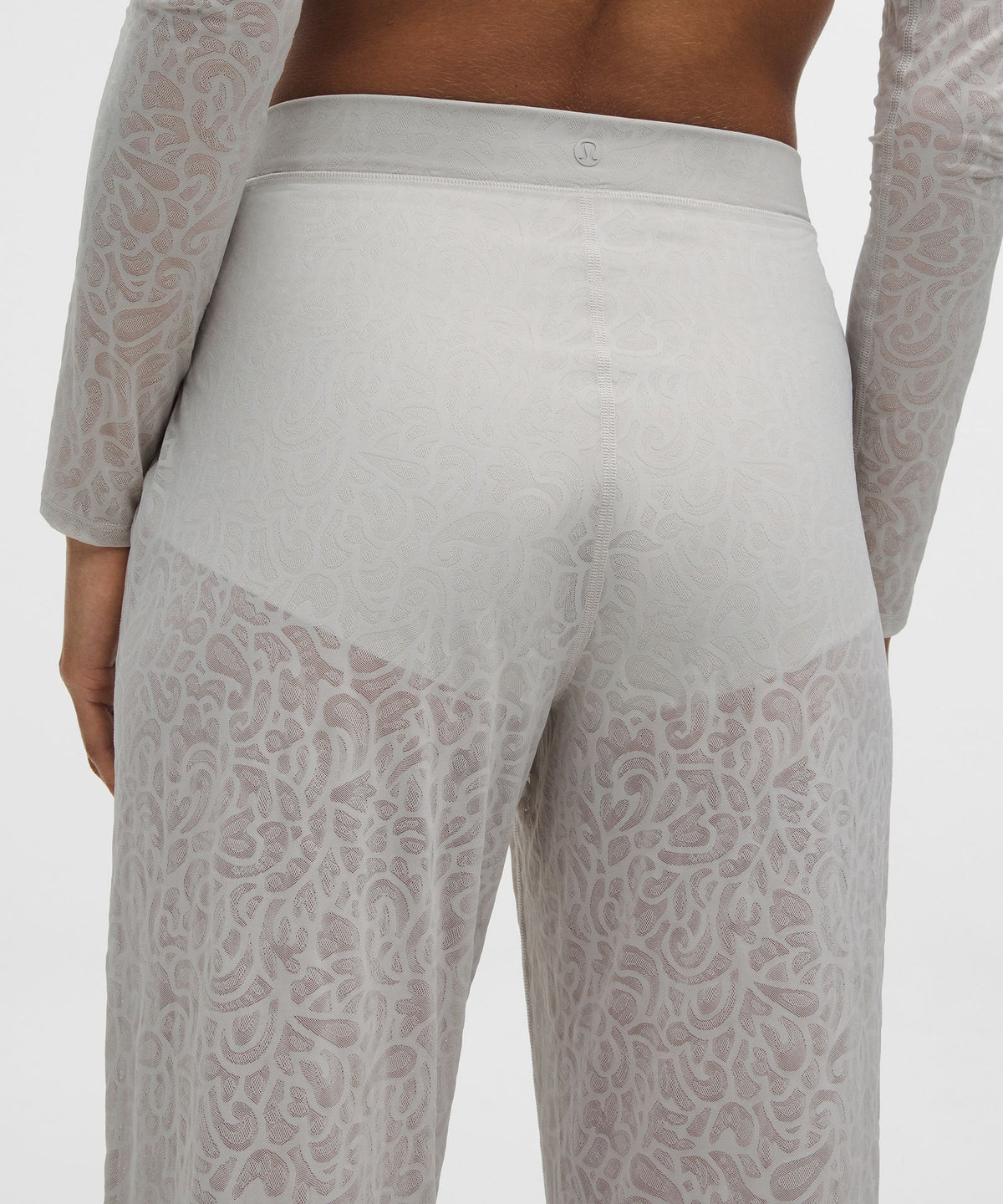 Paisley Lace Jacquard High-Rise Flared Pant