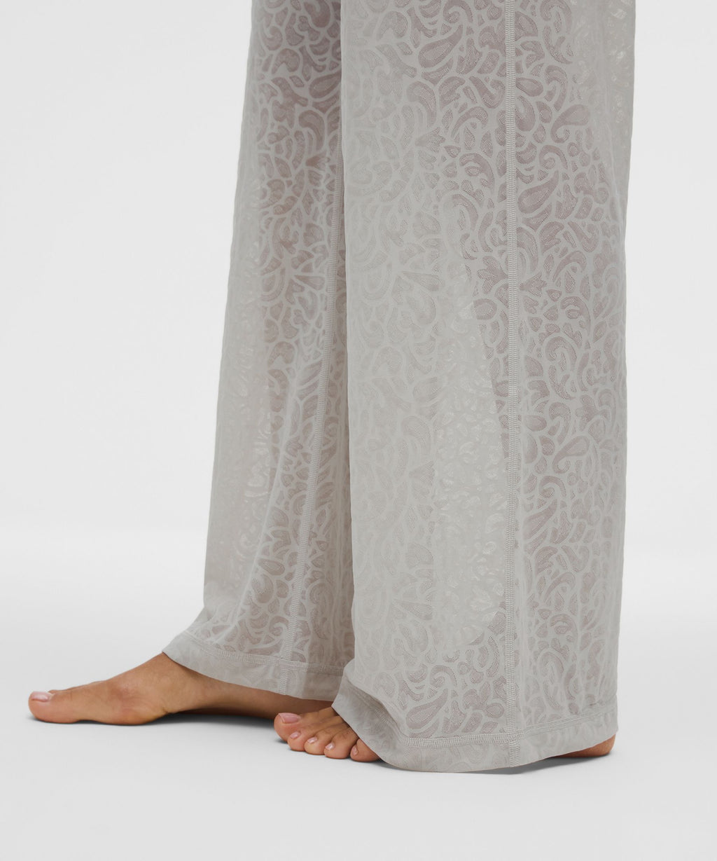 Paisley Lace Jacquard High-Rise Flared Pant