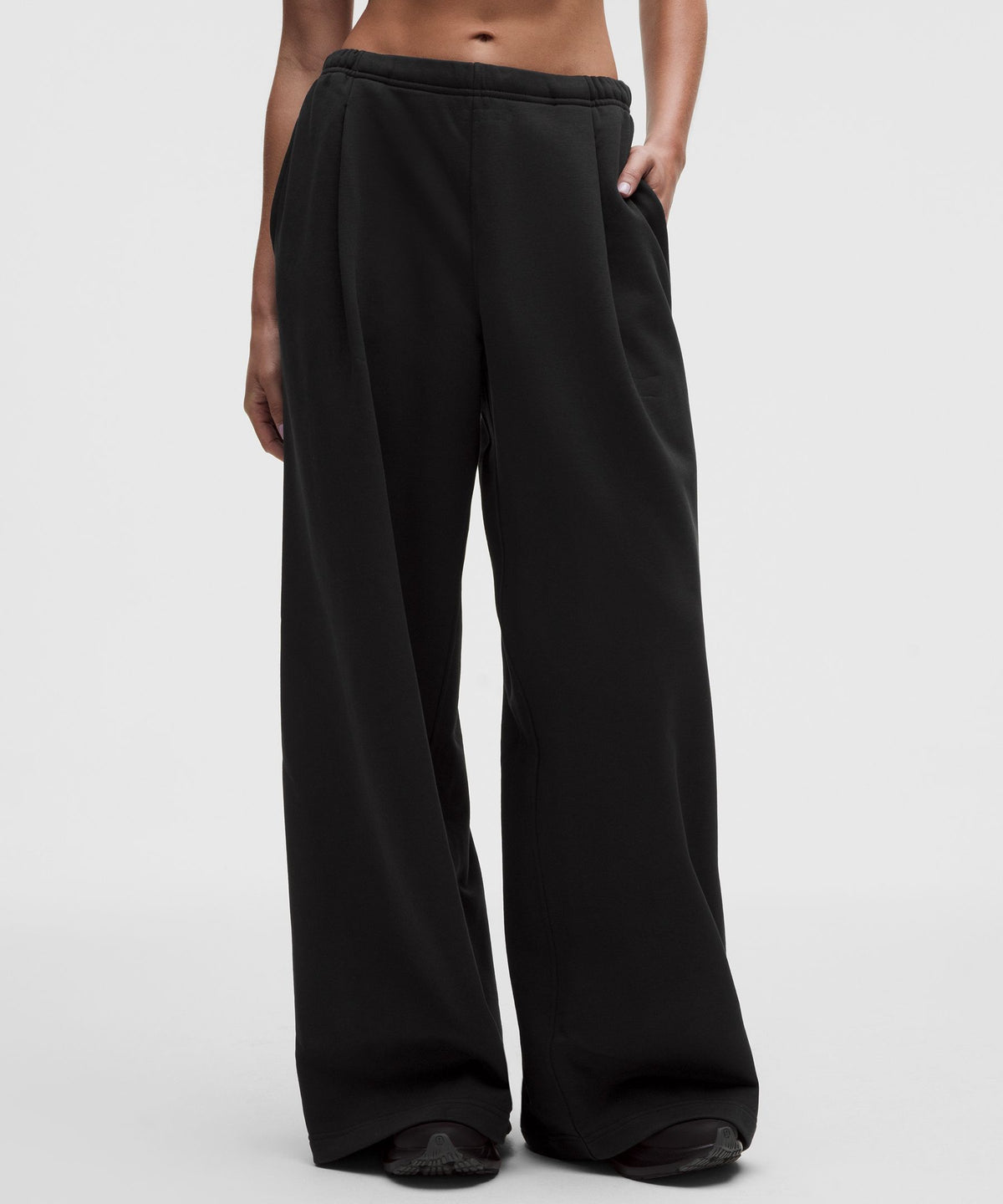 French Terry Mid-Rise Wide-Leg Pant