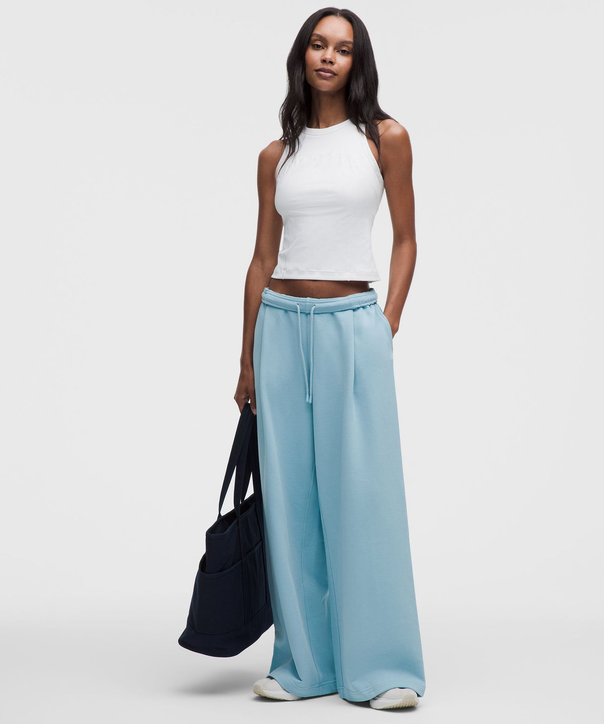 French Terry Mid-Rise Wide-Leg Pant