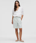 Stretch Woven Ruffle-Waist High-Rise Short 9"