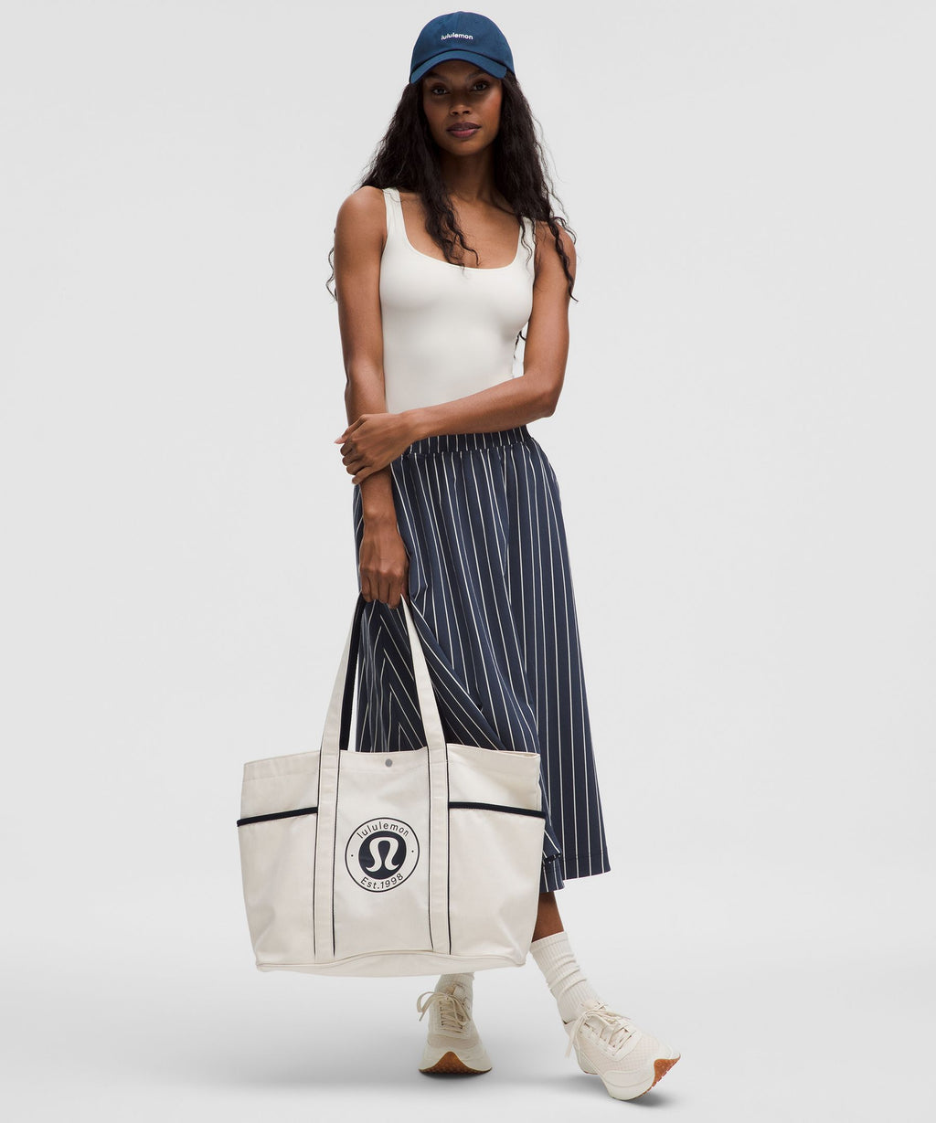 Stretch Woven Ruffle-Waist Midi Skirt