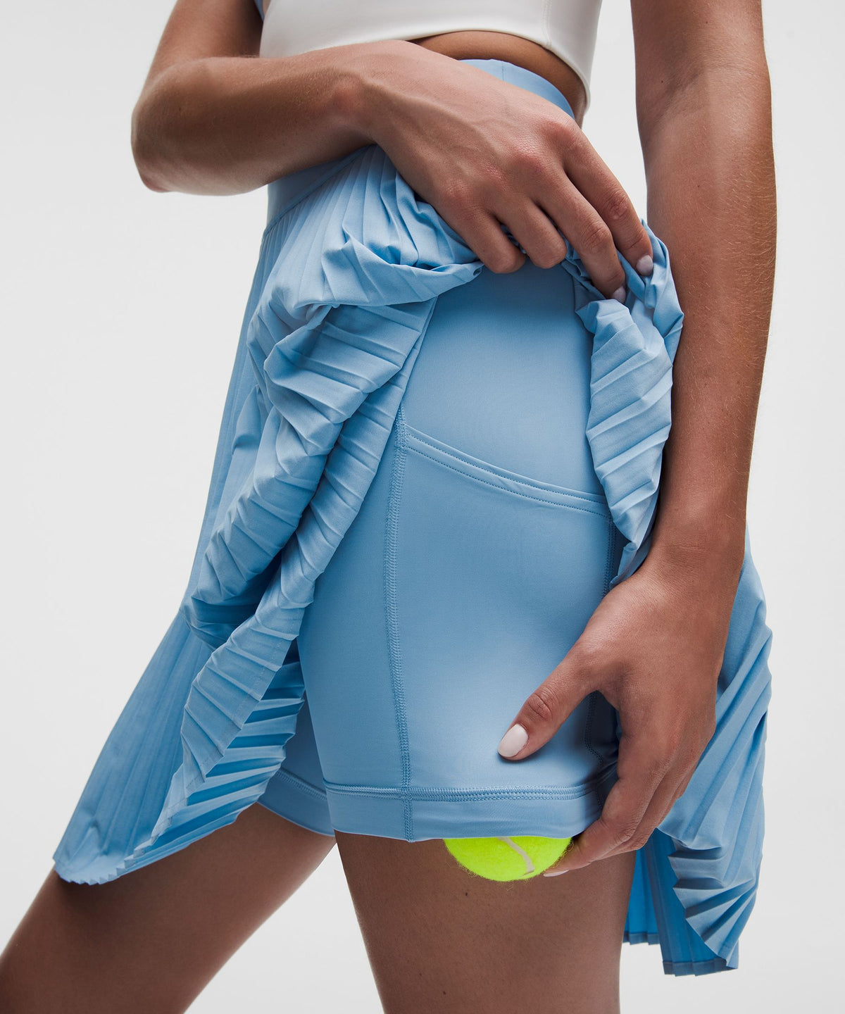 Pleated High-Rise Knee-Length Tennis Skirt