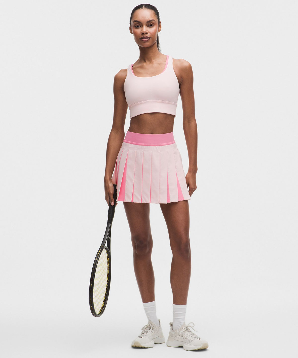 Peek-A-Boo Pleat Mid-Rise Tennis Skirt