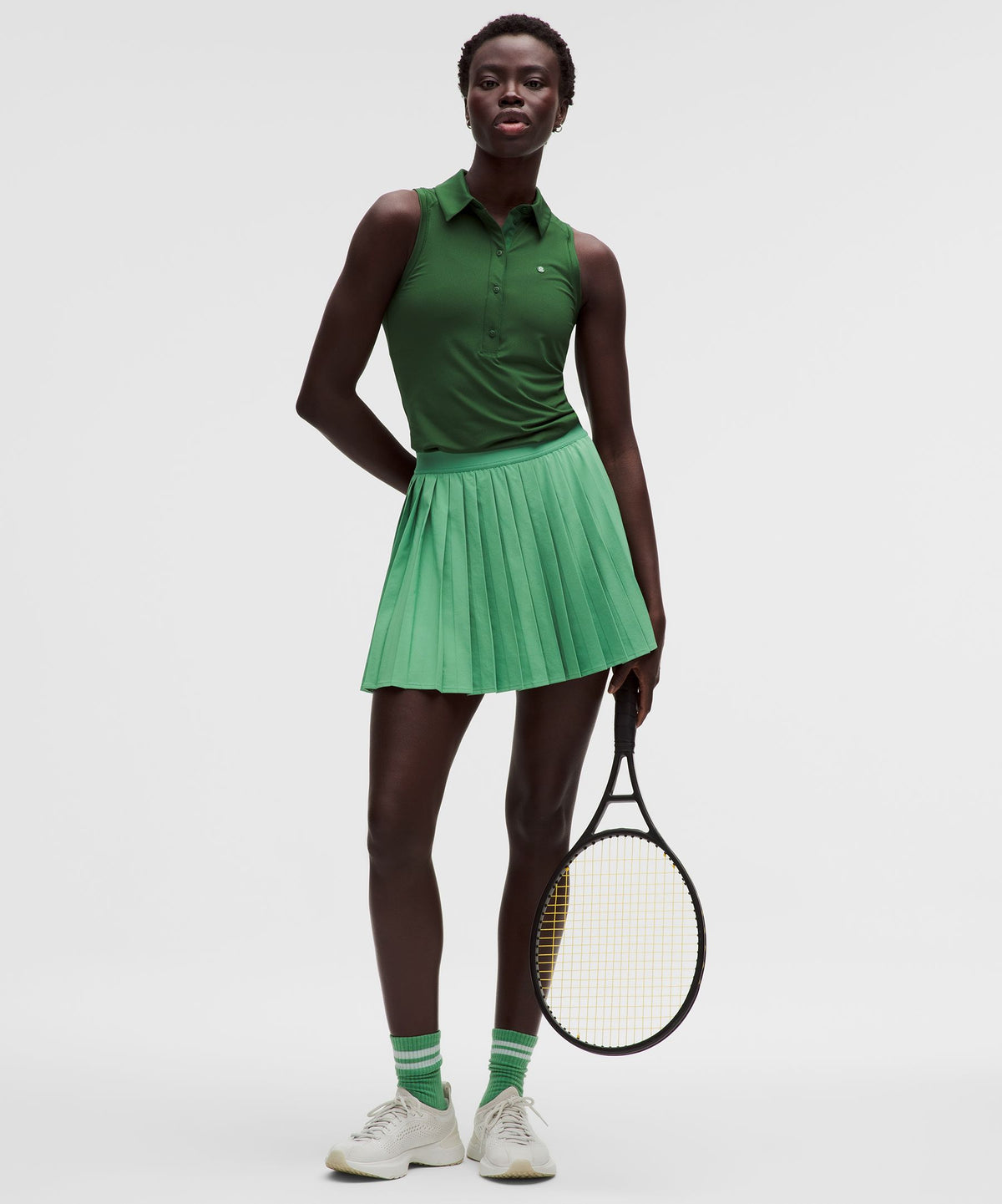High-Rise Pleated Tennis SkirtLong