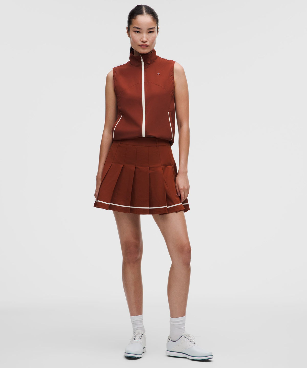 Box-Pleat High-Rise A-line Golf Skirt