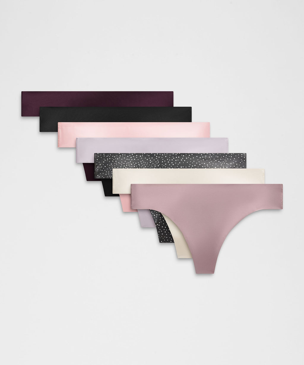 InvisiWear Mid-Rise Thong Underwear7 Pack