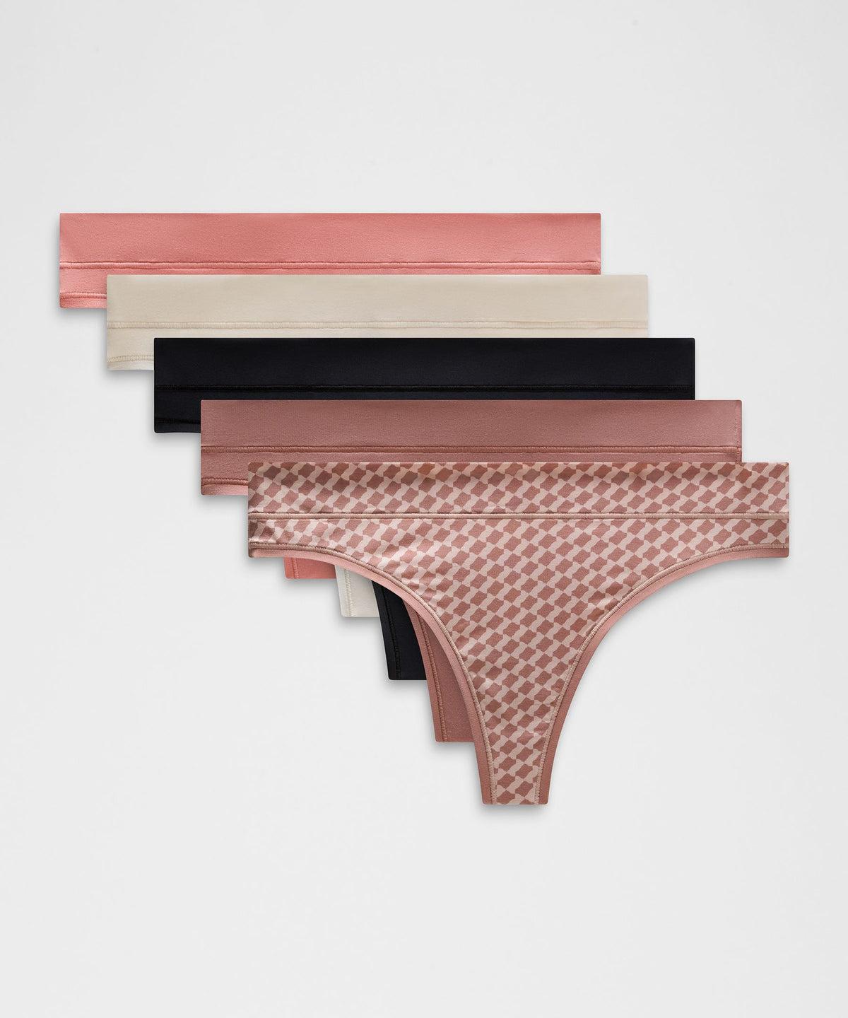 UnderEase Mid-Rise Thong Underwear5 Pack