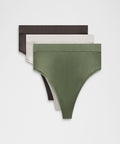 UnderEase High-Waist Ribbed Thong Underwear3 Pack